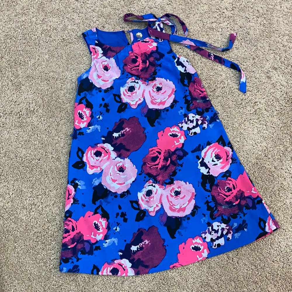 Girls Blue floral dress size M 8